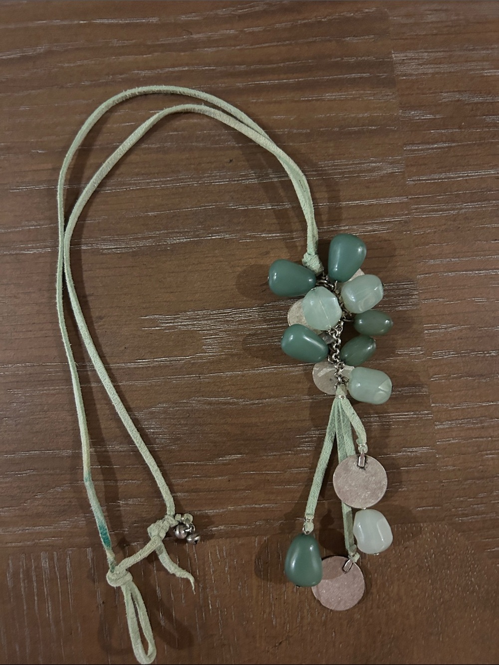 Y2K Green Beaded Tassel Necklace - Unbranded